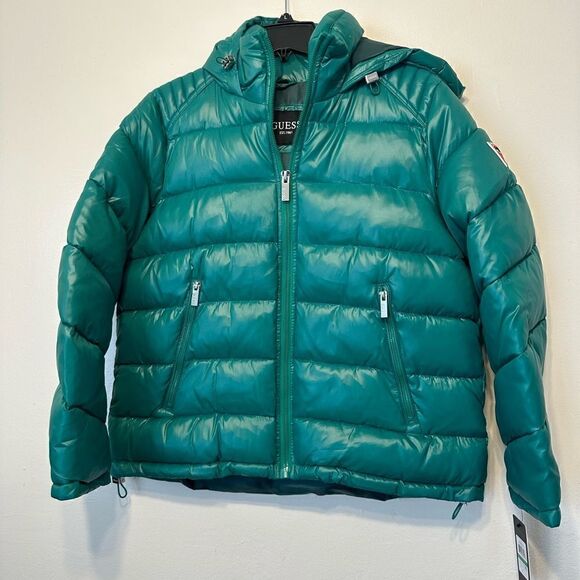 Guess Kelly Green shine puffer size L, NWT - Picture 6 of 16